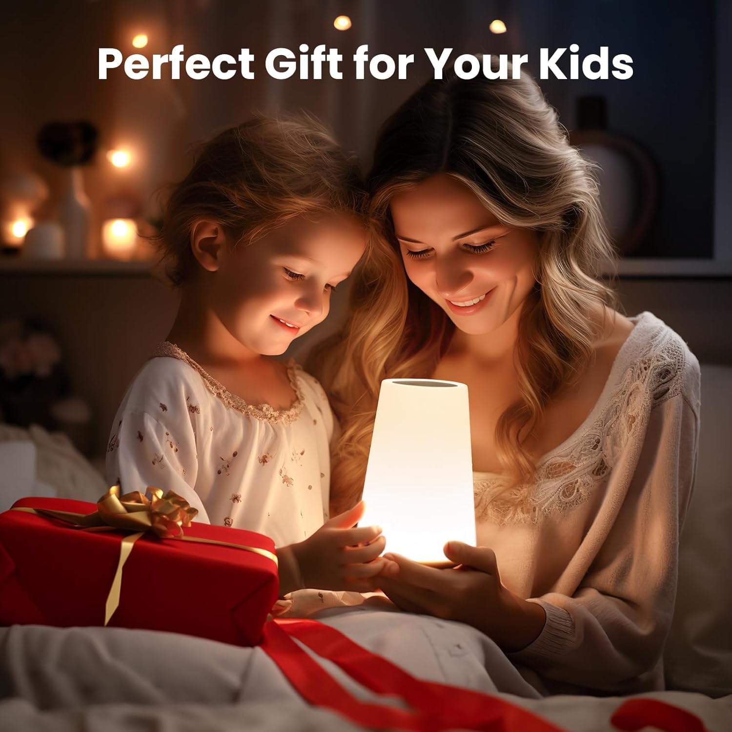 THAUSDAS Flameless Night Light for Bedroom – Cordless Touch Lamp with Auto Timer and Cool LED Panel Safer Than Candles for Kids and Pets