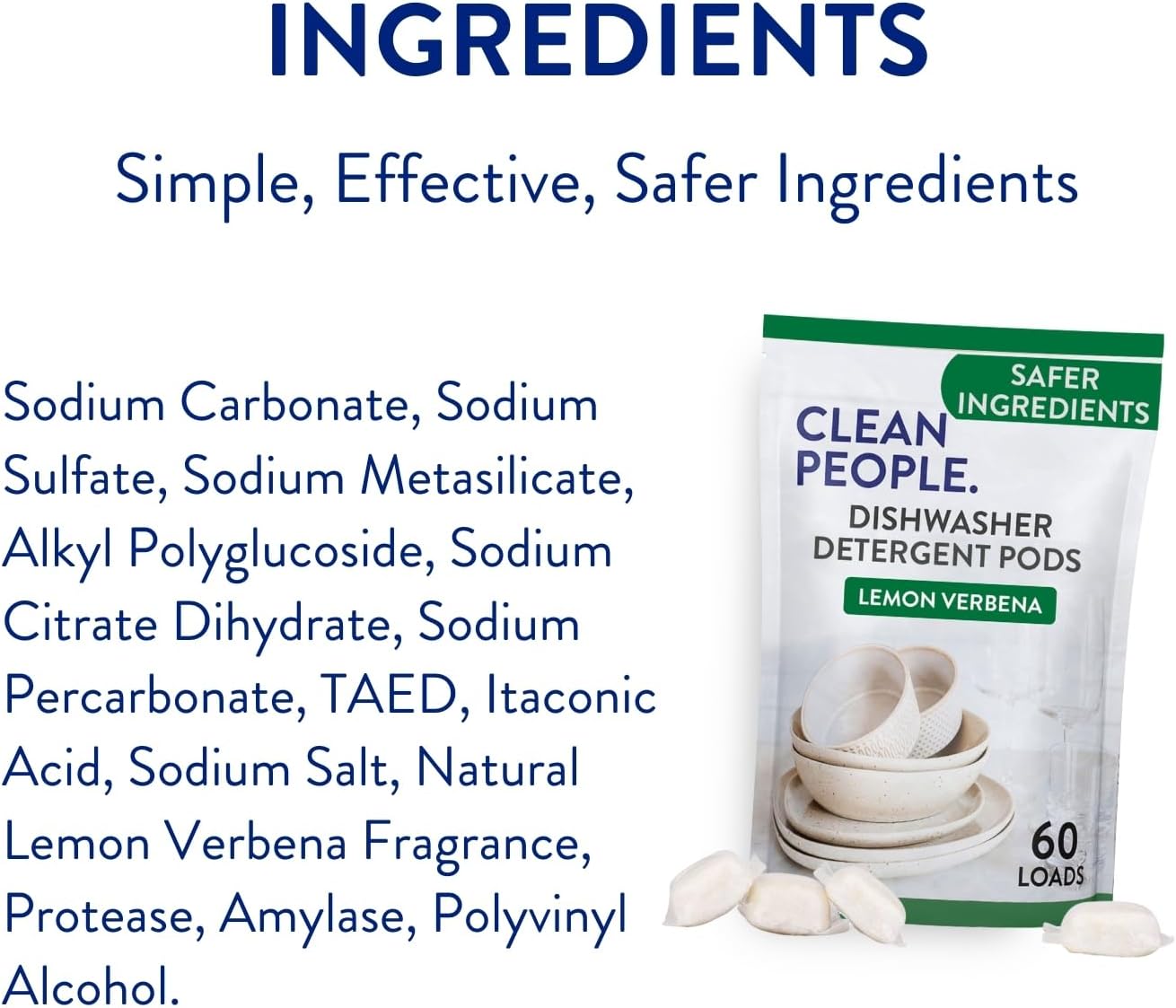 The Clean People Dishwasher Pods – Uncluttered Cleaning Solution for Small-Space Portable Setups, 30 Count