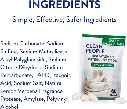 The Clean People Dishwasher Pods – Uncluttered Cleaning Solution for Small-Space Portable Setups, 30 Count