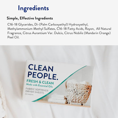 The Clean People Fabric Softener Sheets – Recyclable Packaging Dryer Sheets for Clutter-Free Linen Closet Storage, 240 Pack
