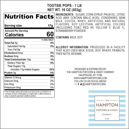 The Hampton Popcorn & Candy Company Assorted Fruit Roll Pops with Chocolate Center – Gluten-Free Kids' Candy for School Reward Bags, Bulk 2lb