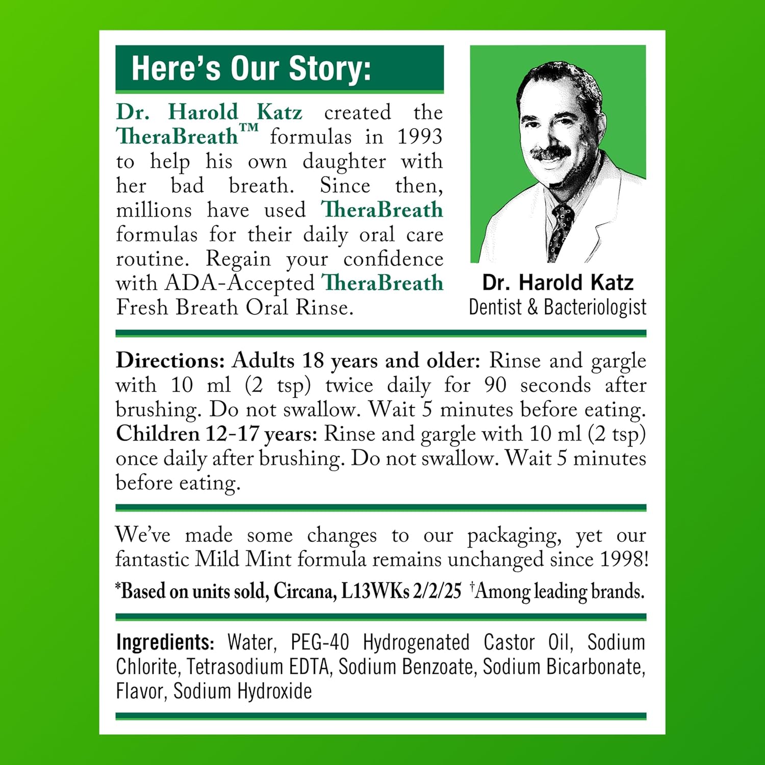 TheraBreath 1 Liter Oral Rinse Perfect for Households Seeking Long-Lasting Value, Mild Mint