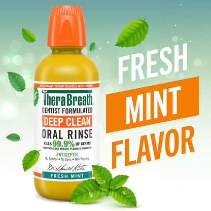 TheraBreath Deep Clean Rinse – Aromatherapy-Inspired Fresh Mint Mouthwash for a Calming Daily Self-Care Routine
