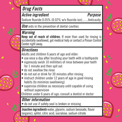 TheraBreath Kids Anticavity Rinse Strawberry Flavor – Sugar-Free Oral Care for School Age Children Ages 4 to 12