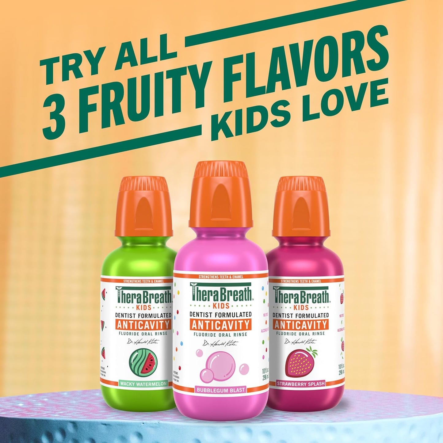 TheraBreath Kids Vegan Gluten Free Fluoride Oral Rinse Bubblegum Blast – Wholesome Daily Mouth Care for the Family Wellness Routine, 16 fl oz, 2-Pack