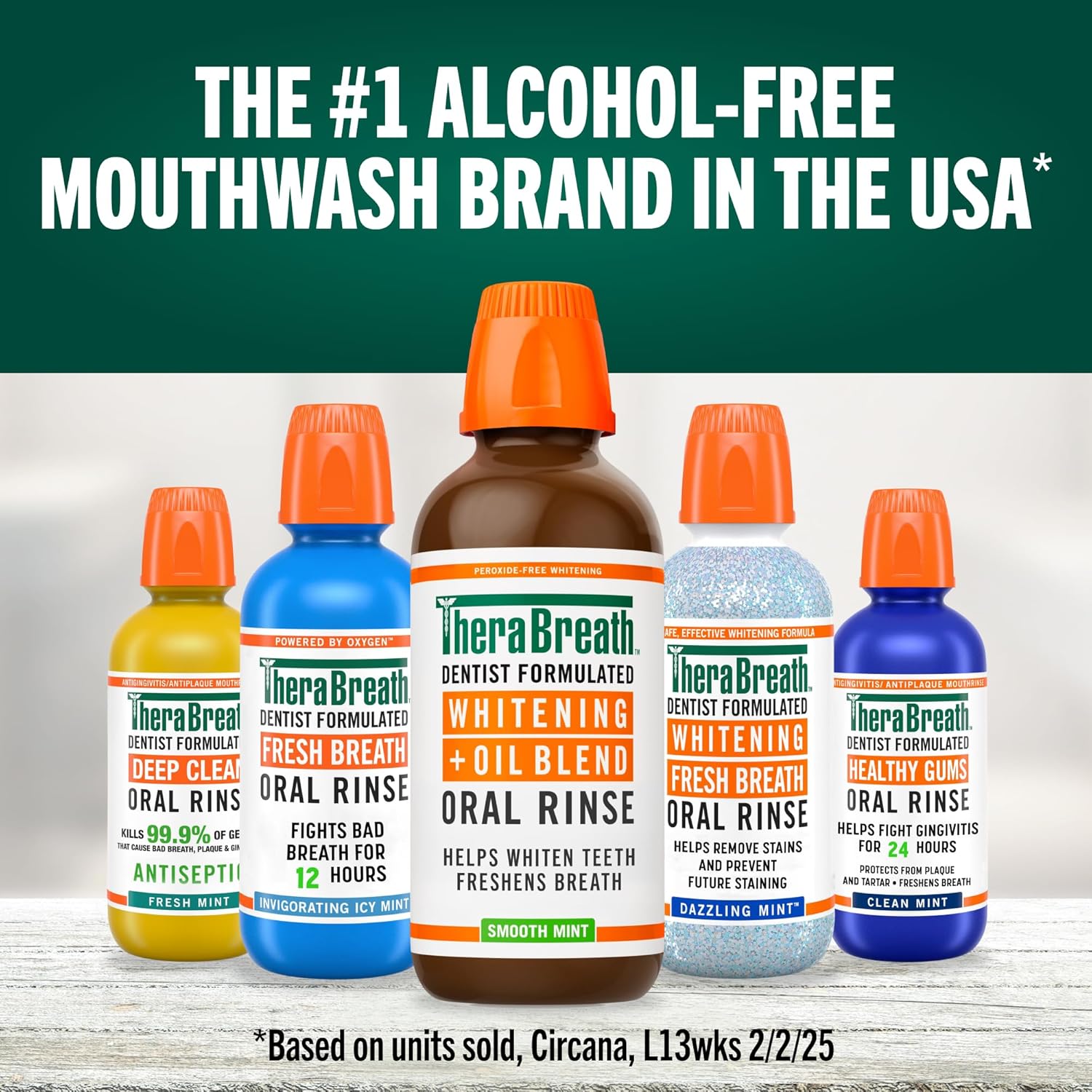 TheraBreath Whitening + Oil Blend Rinse – SLS-Free, Paraben-Free, and Dye-Free Mouthwash for Safer Daily Oral Care, 16 Fl Oz