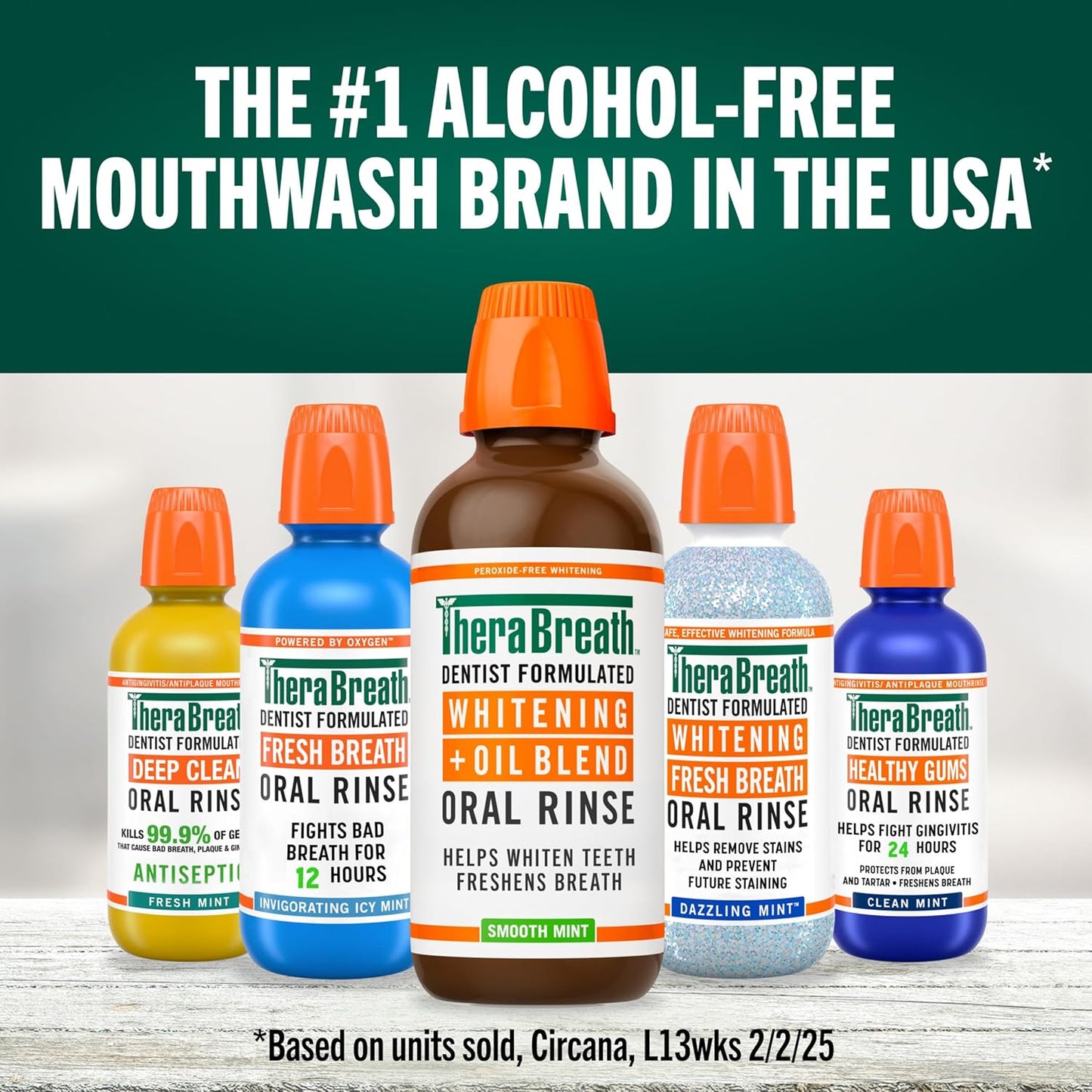 TheraBreath Whitening + Oil Blend Rinse – SLS-Free, Paraben-Free, and Dye-Free Mouthwash for Safer Daily Oral Care, 16 Fl Oz