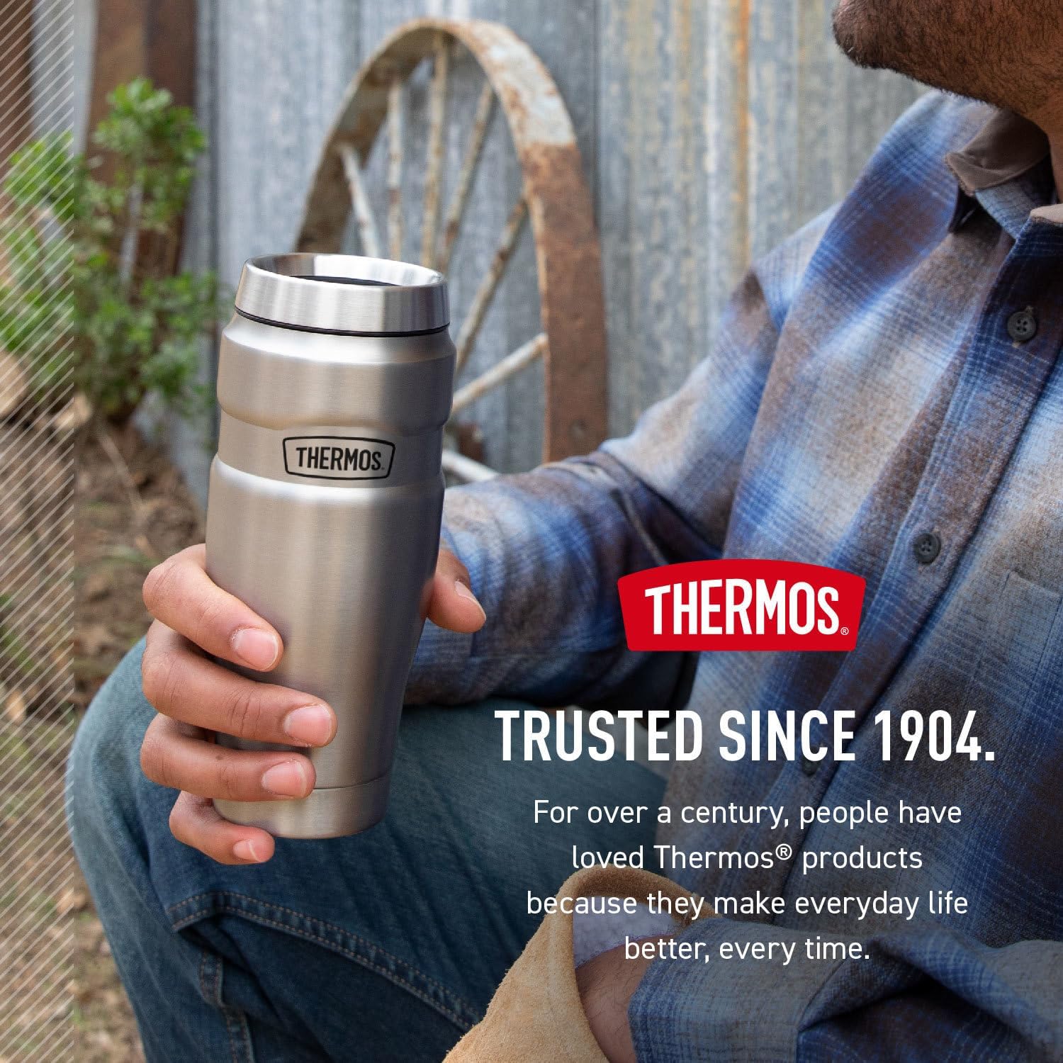 THERMOS Stainless King 16 oz Desk Tumbler for Office and Remote Work, 7-Hour Hot Coffee All Morning Long