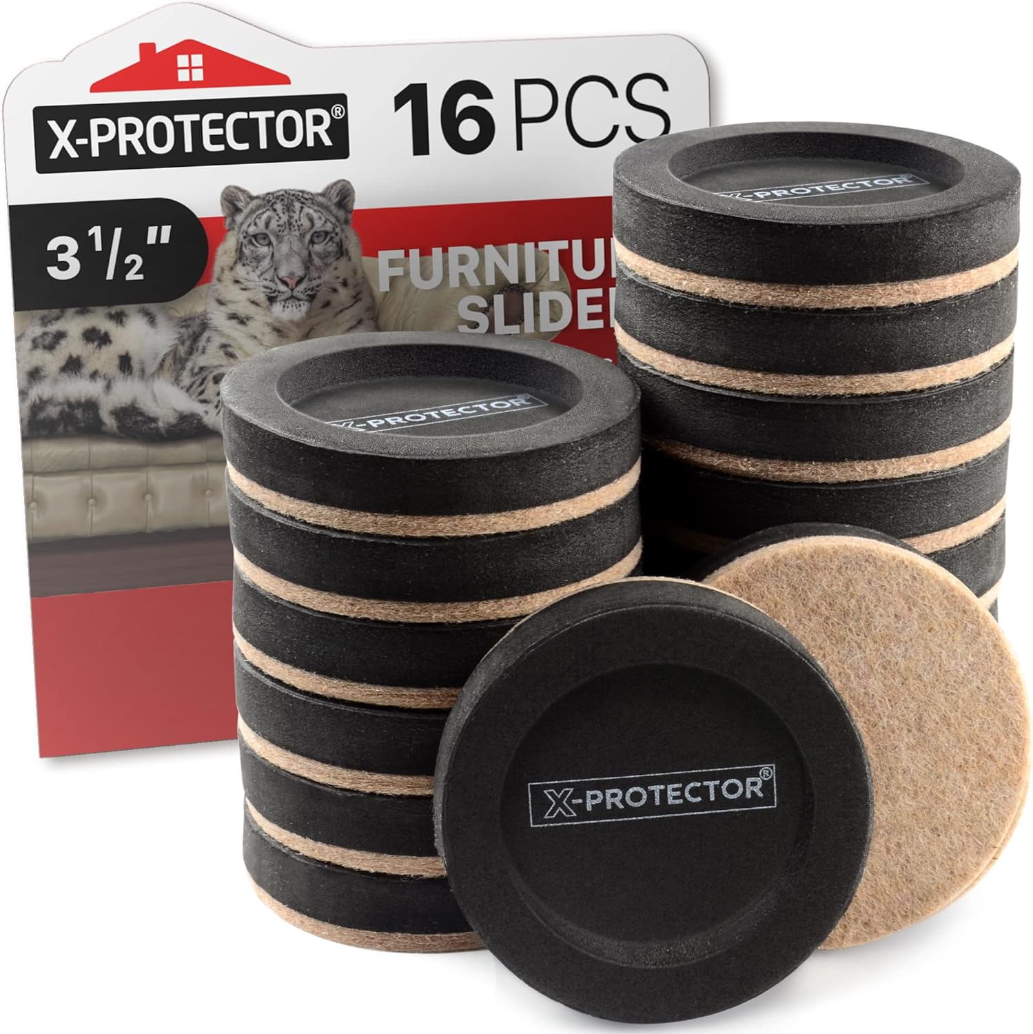 thick felt bottom paired with rubber-foam top for glide and grip without adhesive