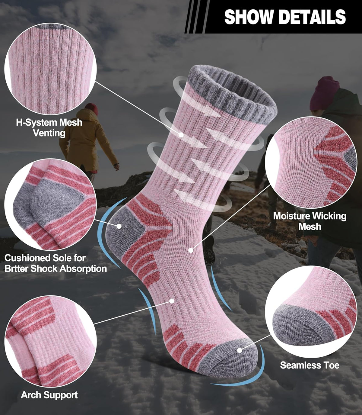 thick pile cushioning in sole and shaft for impact absorption