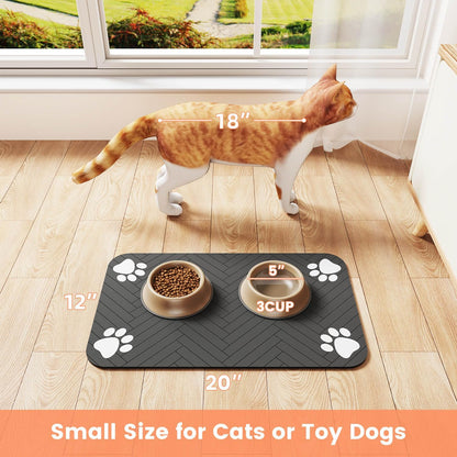 Thoughtful Pet Lover Gift, Striped Dark Gray Feeding Mat for Cat and Dog Owners