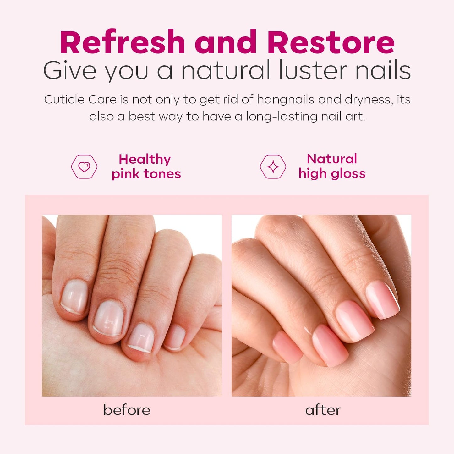 three available variants: clear, rose nail oil, and white to suit different scent and aesthetic preferences