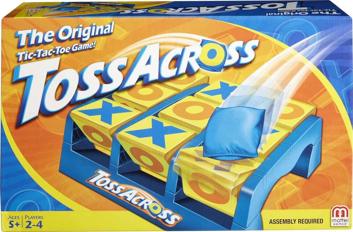 three beanbags per player tossed onto a freestanding plastic game base