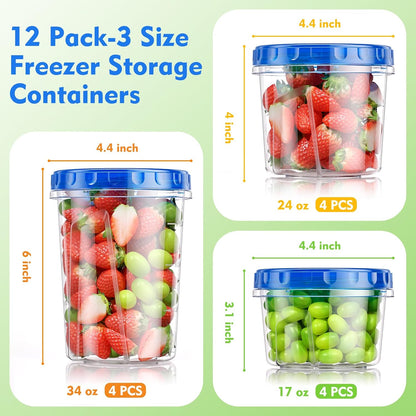 three capacities: 34 oz, 24 oz, and 17 oz (4 of each)