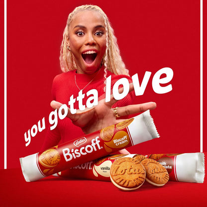 three flavor variants available: vanilla, biscoff cream, and milk chocolate