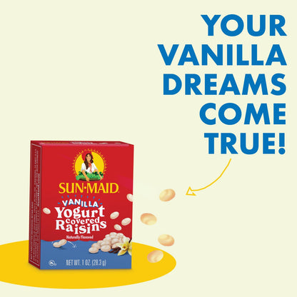 three flavor variants available: vanilla, strawberry & vanilla, and blueberry & vanilla
