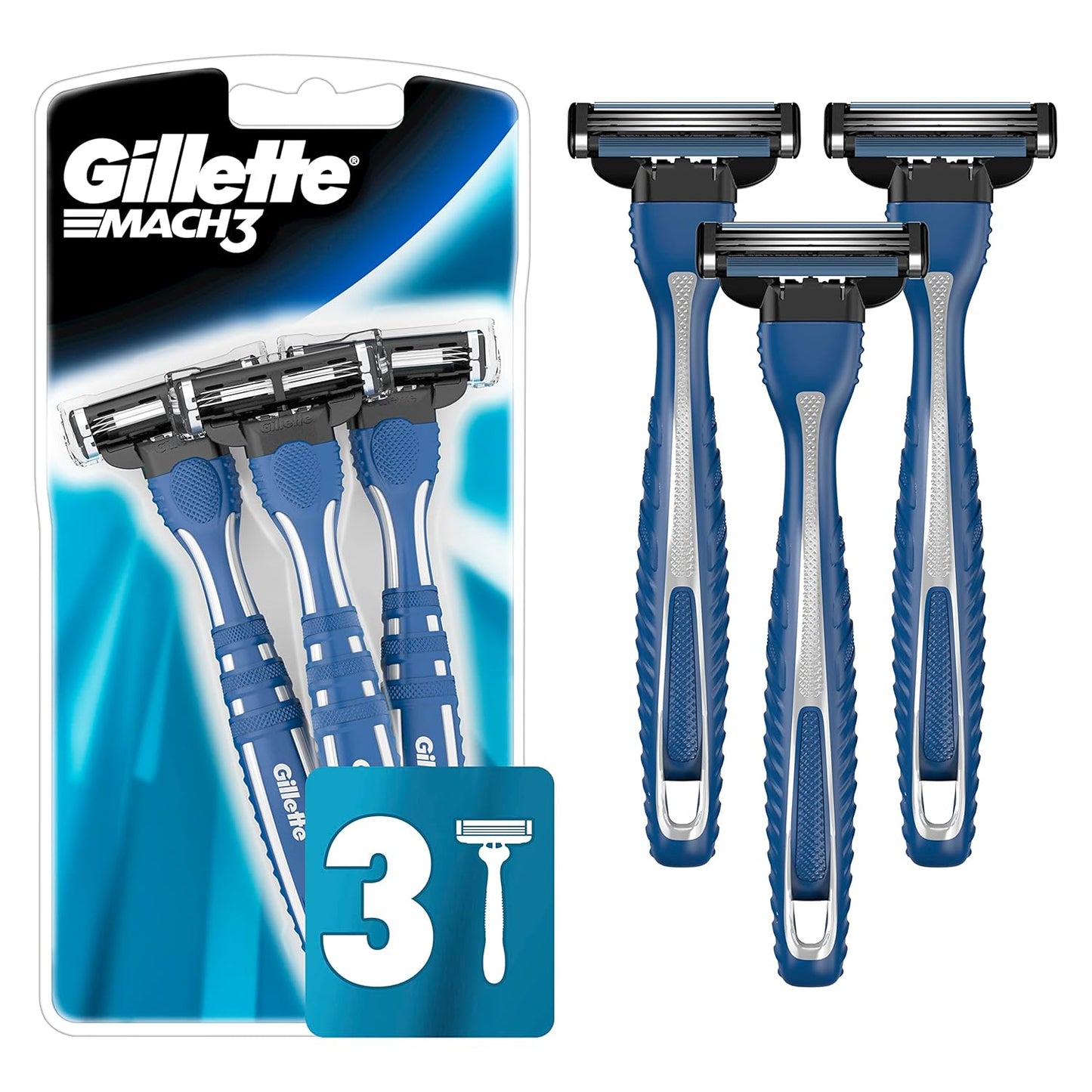 three high-definition blades for efficient single-pass shaving