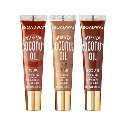 three-piece lip gloss set available in two color stories: pinks (baby pink, nude pink, bubble gum) or browns (cocoa, butter, chocolate)