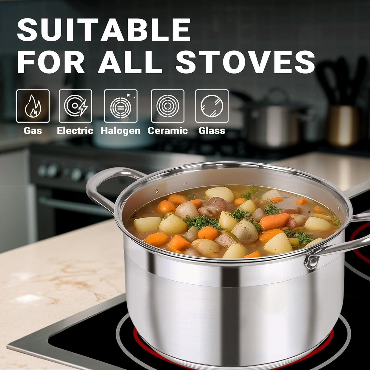 three size variants: 5.3 quart, 8 quart, and 12 quart