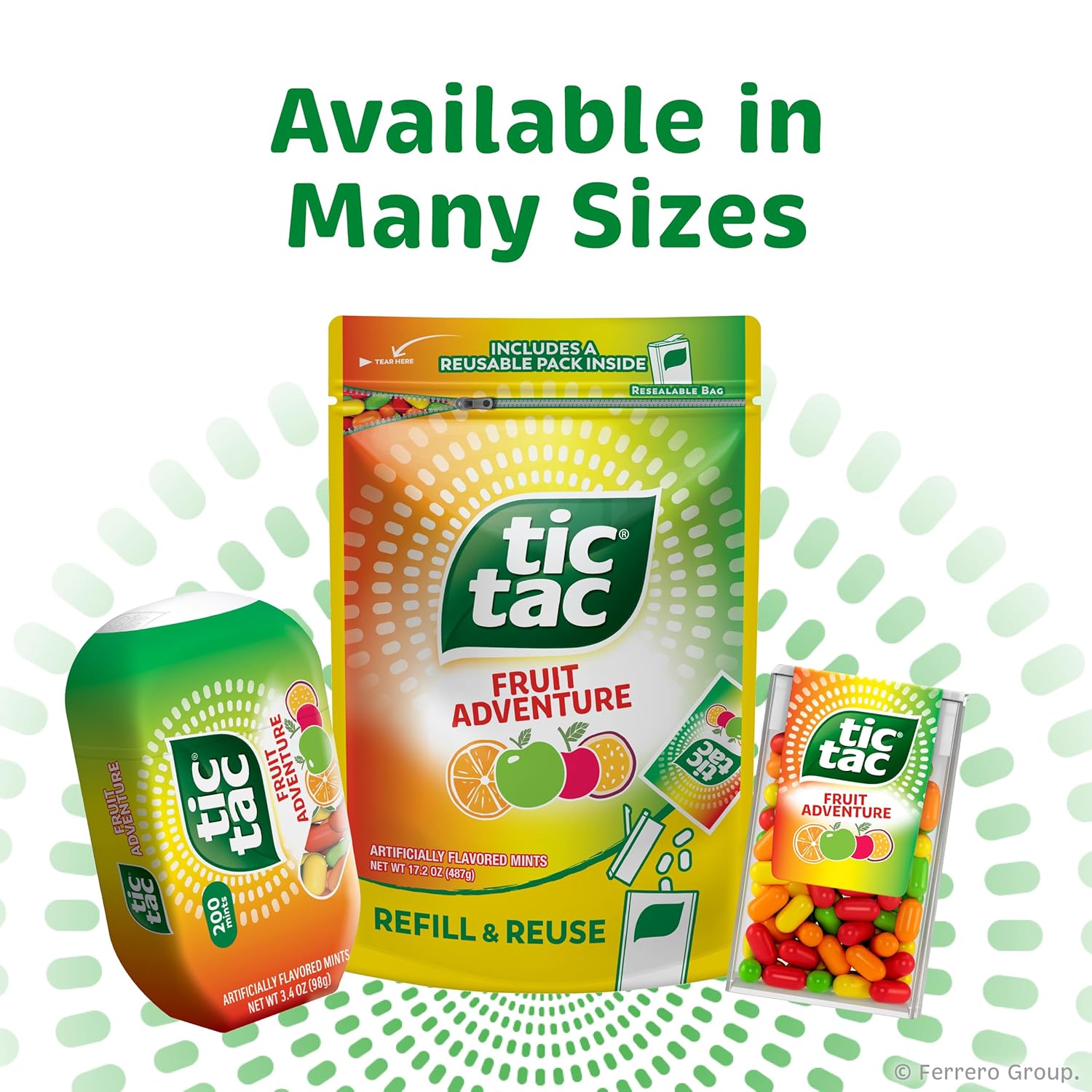 Tic Tac Fruit Adventure Mints – After-Lunch and Post-Coffee Breath Refresh for the Office, Bulk 12 Pack of 1.7 oz Flip-Top Tins