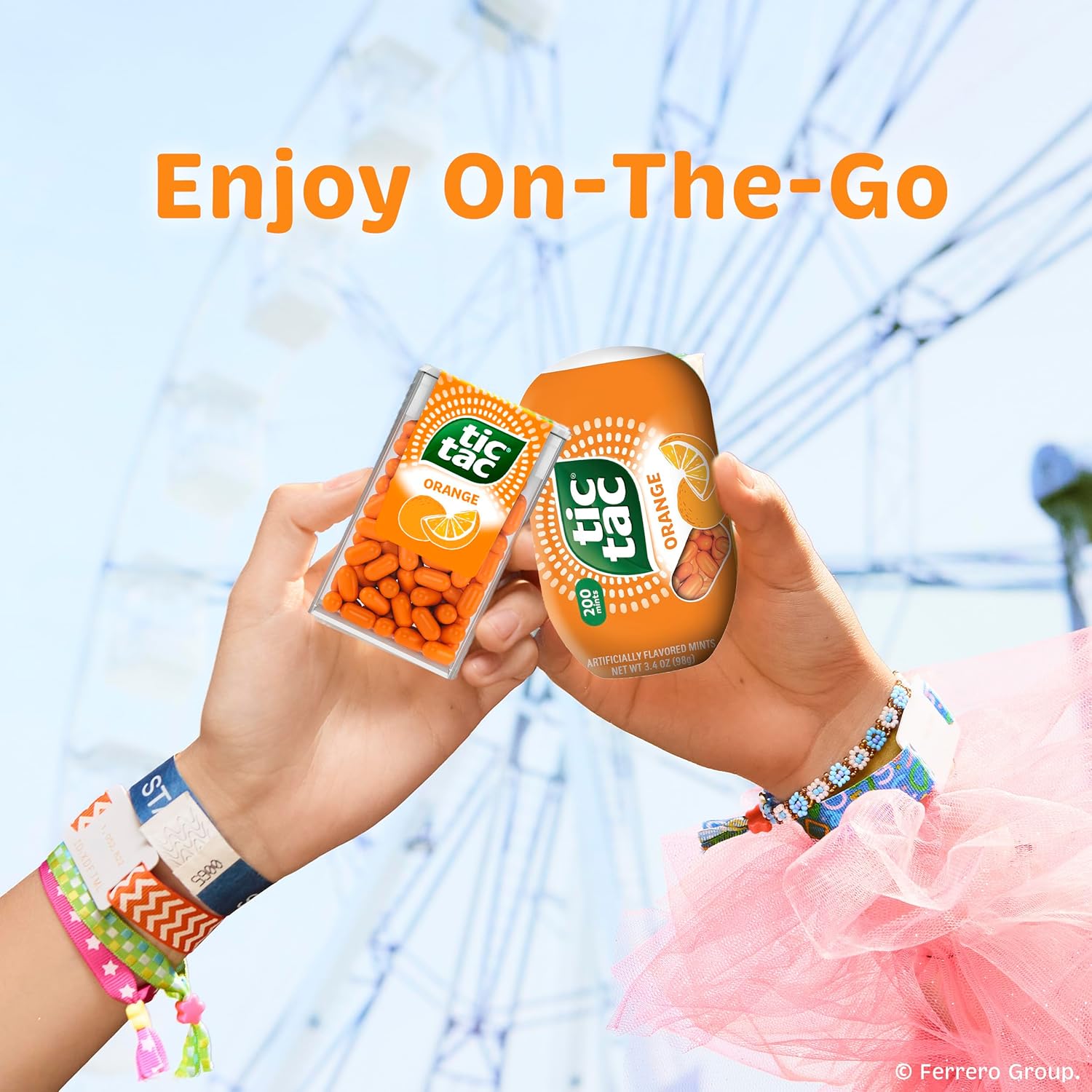 Tic Tac Orange Mints 17.2 oz Bulk – Tailgate and Match Day Party Candy, Resealable Bag for Picnic Tables