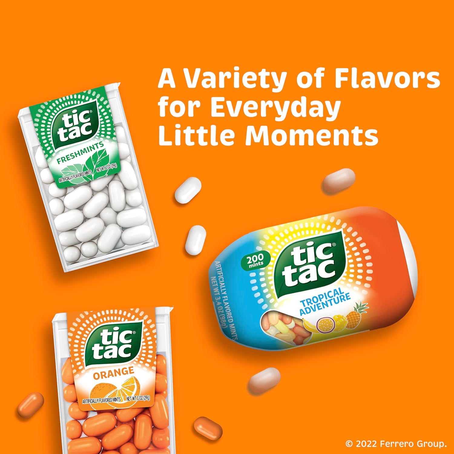 Tic Tac Orange Mints – Thoughtful Stocking Stuffer and Valentine's Day Party Favor, 4-Pack of 3.4 oz Pocket Bottles