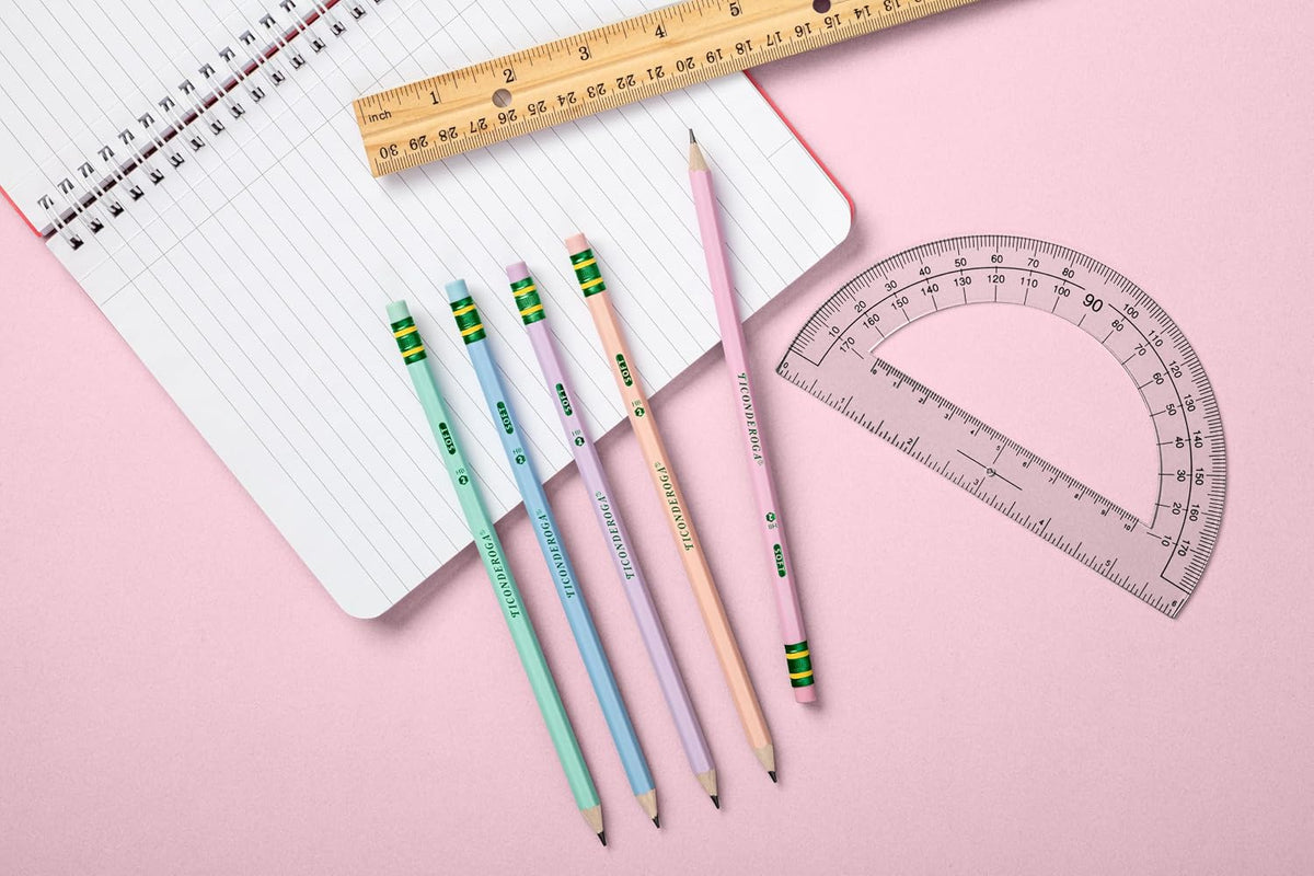 Ticonderoga Study Pencils Pastel Pack – Pre-Sharpened #2 HB for Test Prep and Office Forms