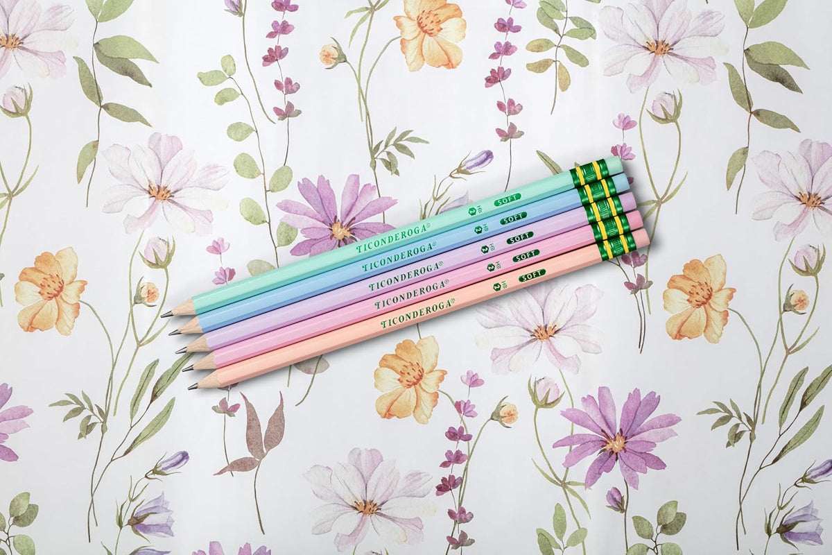 Ticonderoga Study Pencils Pastel Pack – Pre-Sharpened #2 HB for Test Prep and Office Forms
