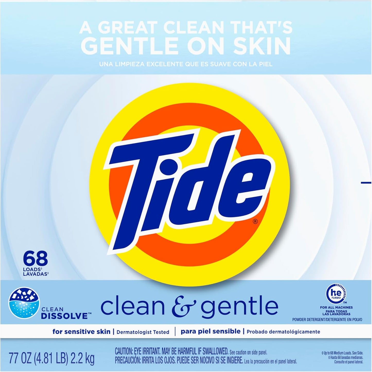 Tide Clean and Gentle Powder Laundry Detergent, Efficient Bulk Pack of 3 for Busy Households, 204 Loads