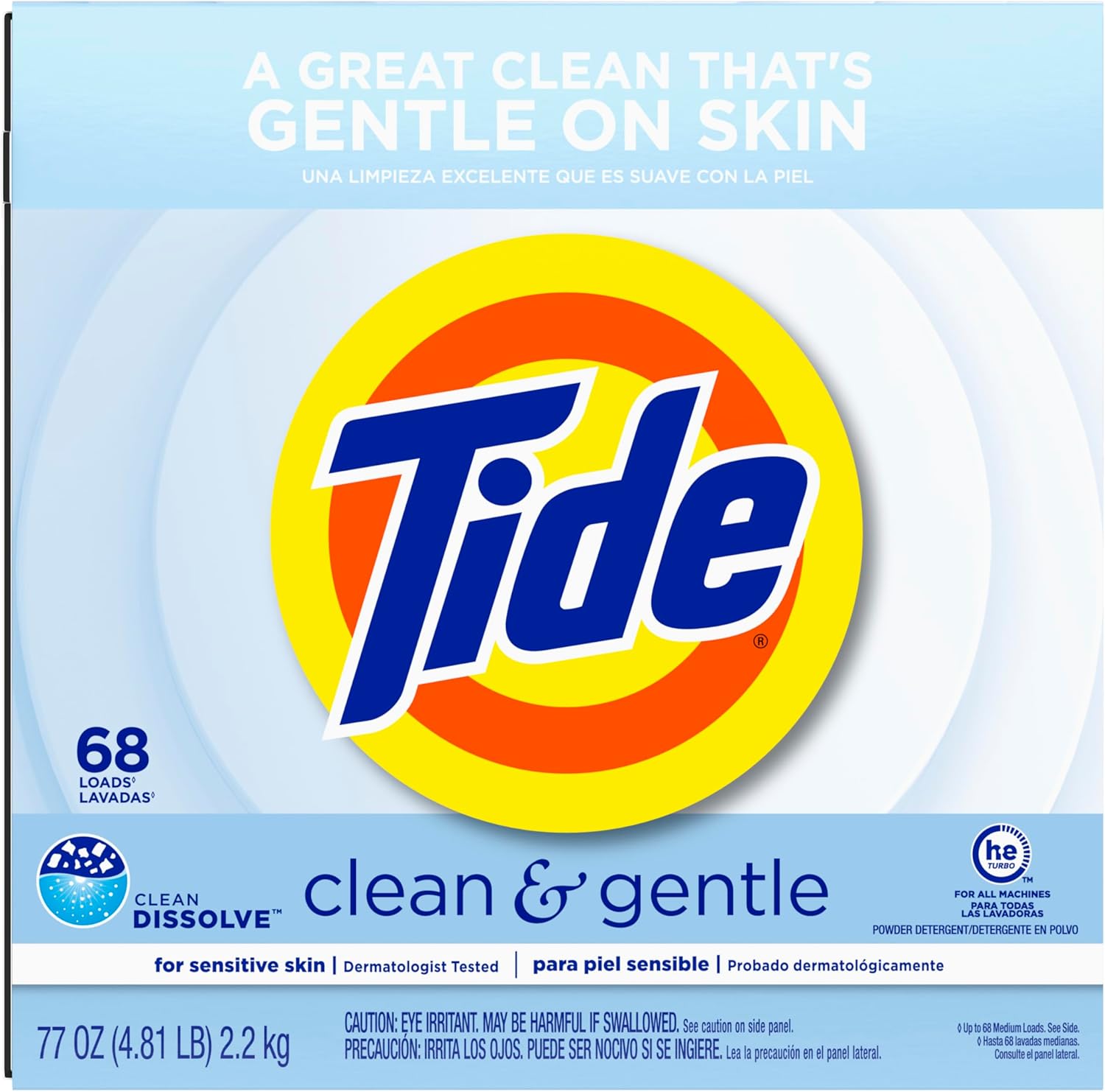 Tide Clean and Gentle Powder Laundry Detergent, Efficient Bulk Pack of 3 for Busy Households, 204 Loads