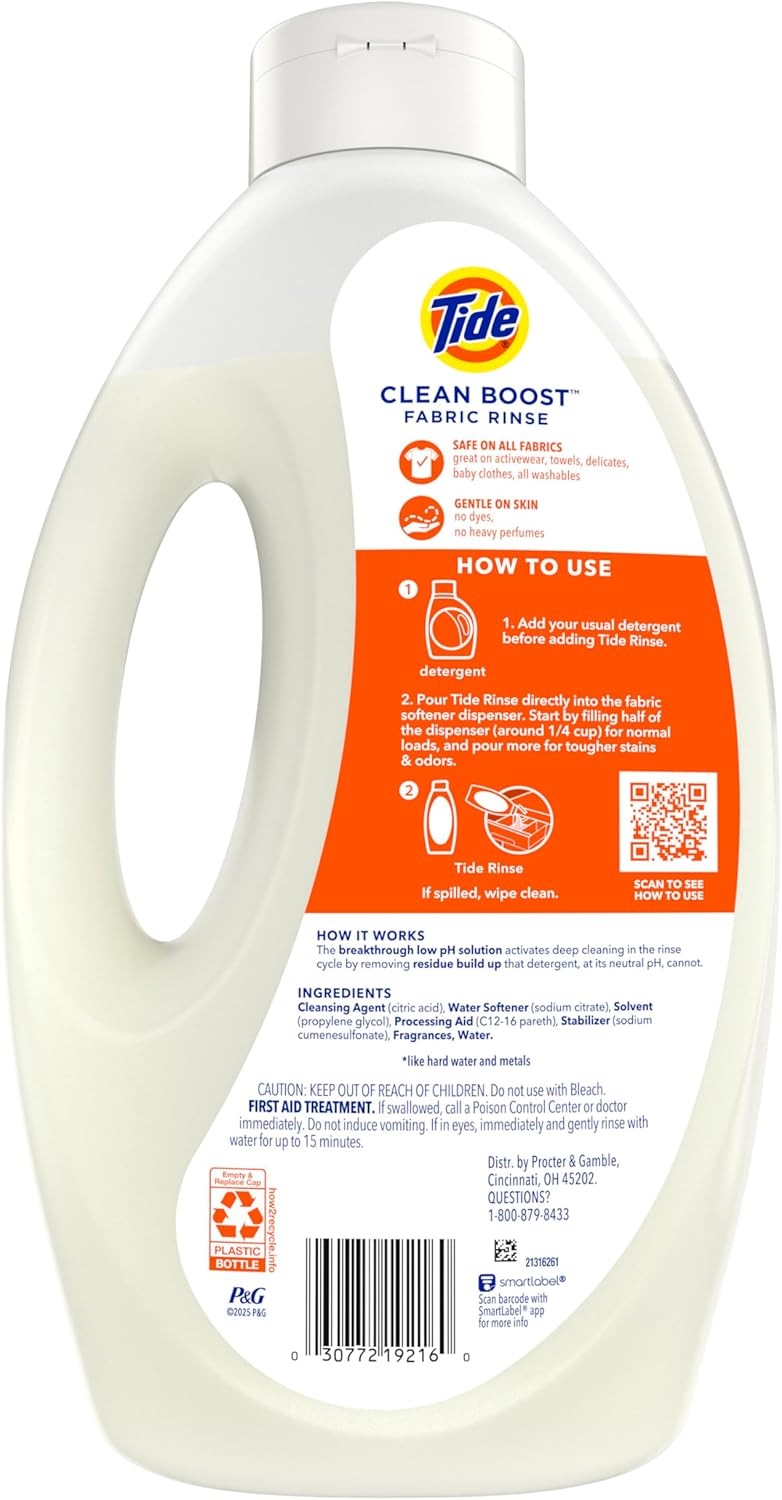 Tide Clean Boost Fabric Rinse – Activewear Odor Remover for Home Gym, Mudroom and Post Workout Laundry