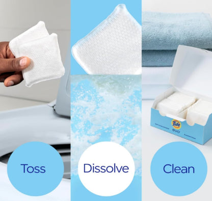 Tide evo Free & Gentle Tiles – Quick-Dissolve Laundry Tiles for Efficient Home Office Laundry Routines, 40 Count