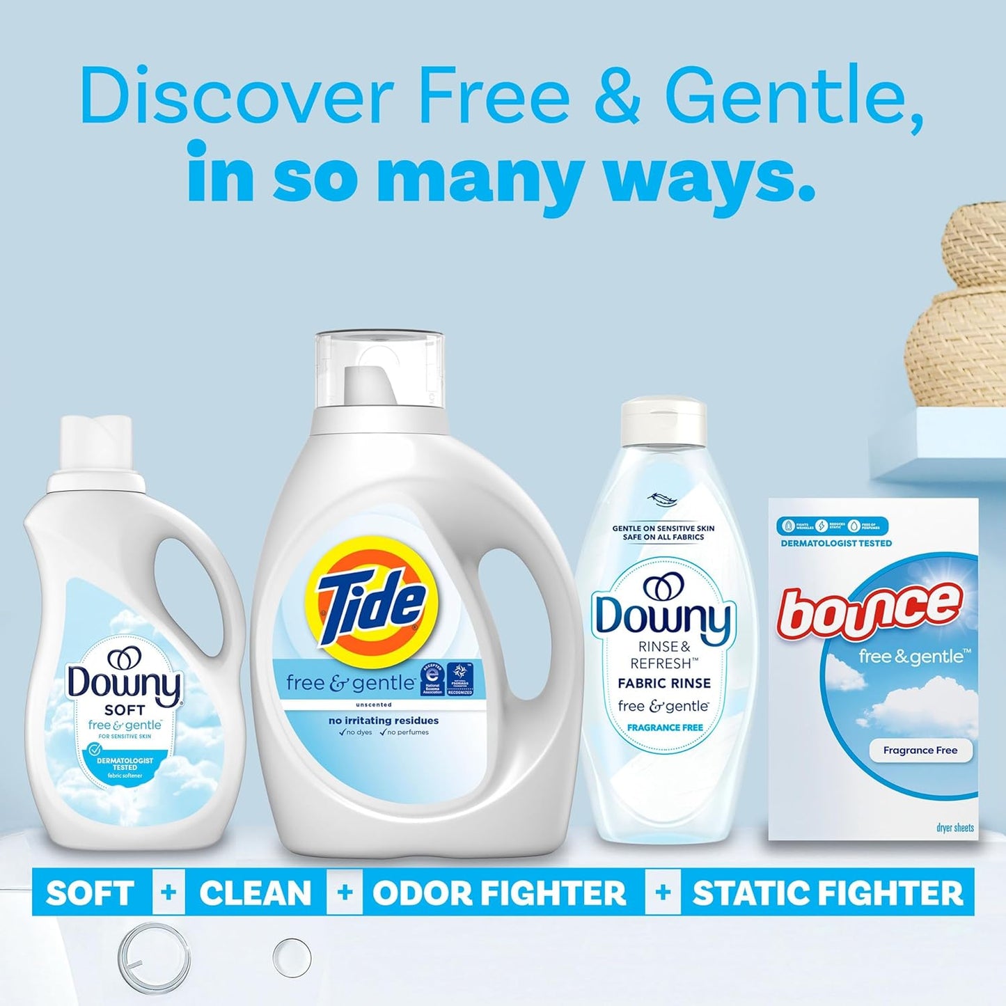 Tide Free and Gentle Laundry Detergent – Hypoallergenic Wash for Adults with Eczema or Dermatitis, Perfume-Free, 84 fl oz