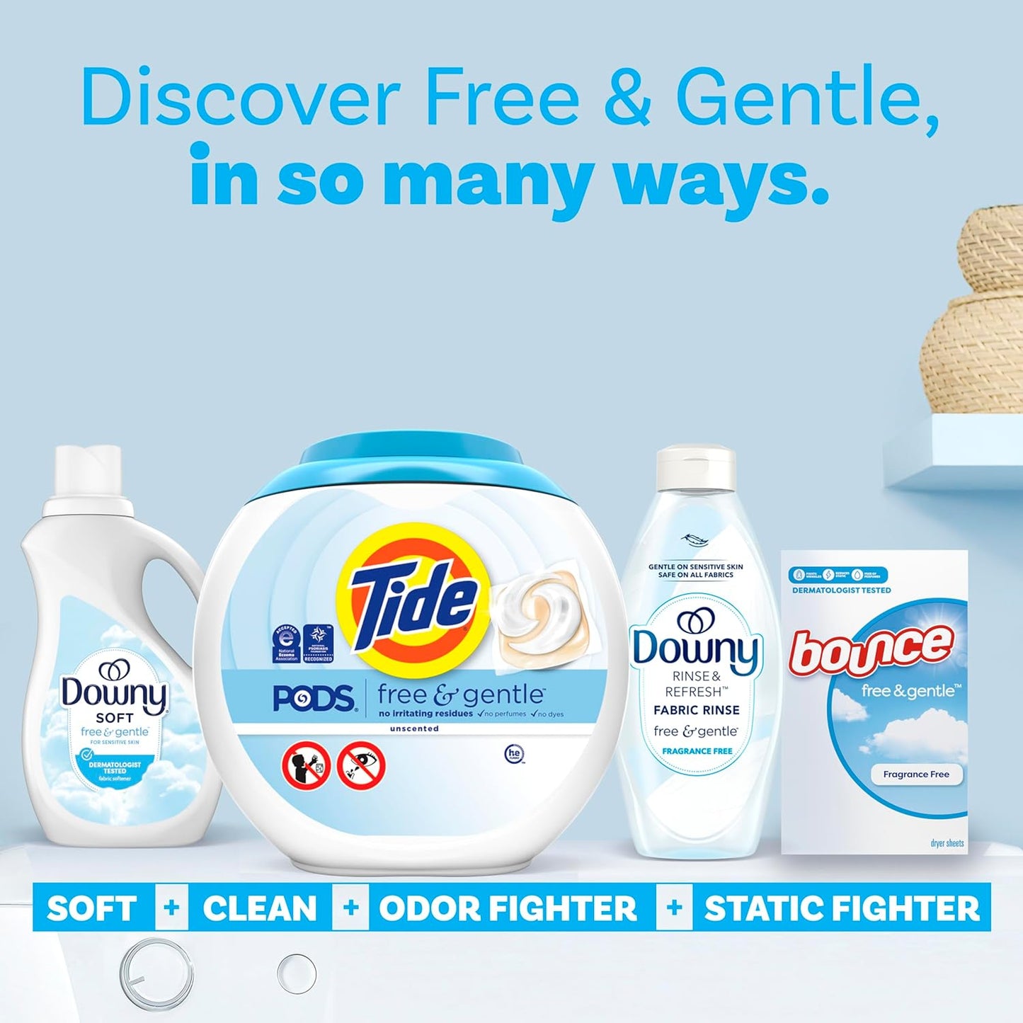 Tide Free and Gentle Laundry Pacs for Cloth Diapers and Toddler Outfits, Hypoallergenic Baby Detergent