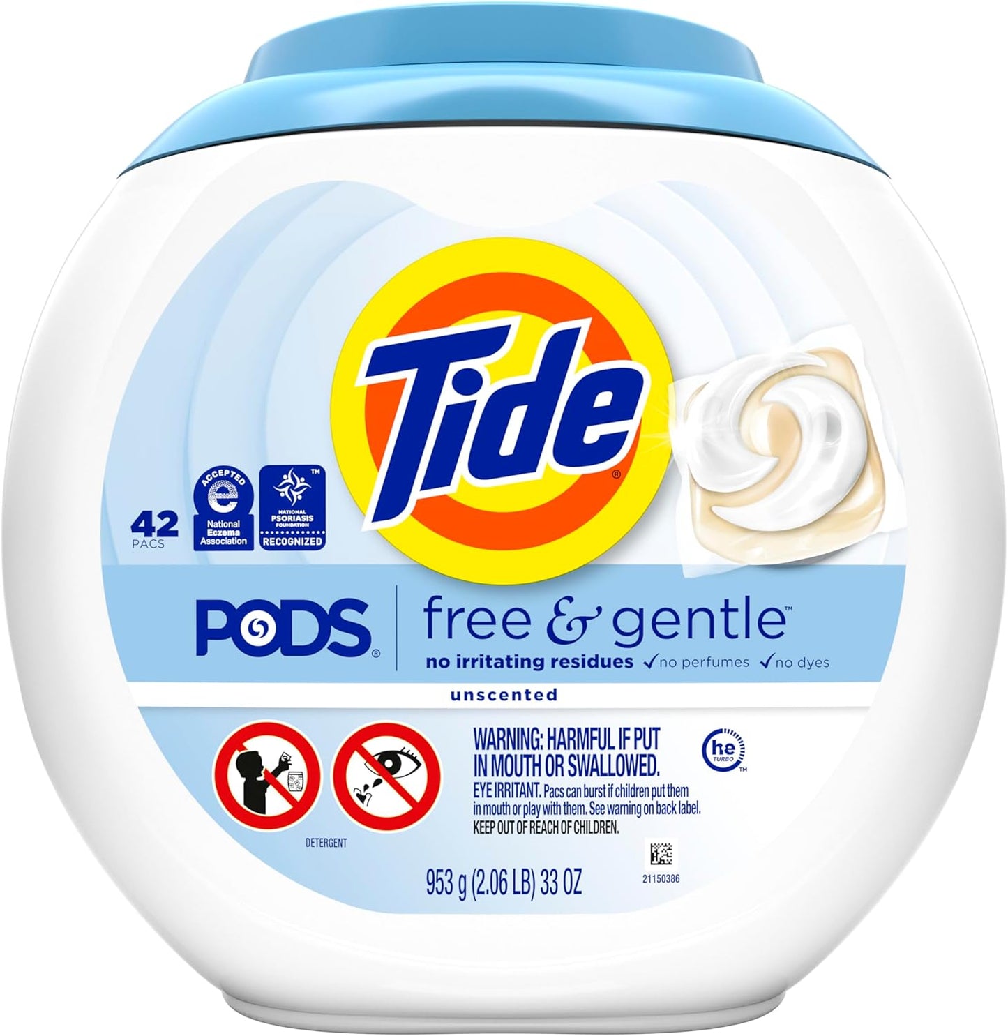 Tide Free and Gentle Laundry Pacs for Cloth Diapers and Toddler Outfits, Hypoallergenic Baby Detergent