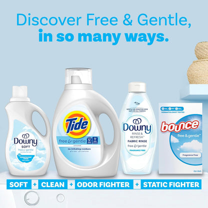 Tide Free & Gentle Laundry Detergent for Allergy-Safe Homes, Certified Fragrance-Free Wash for Sensitive Families