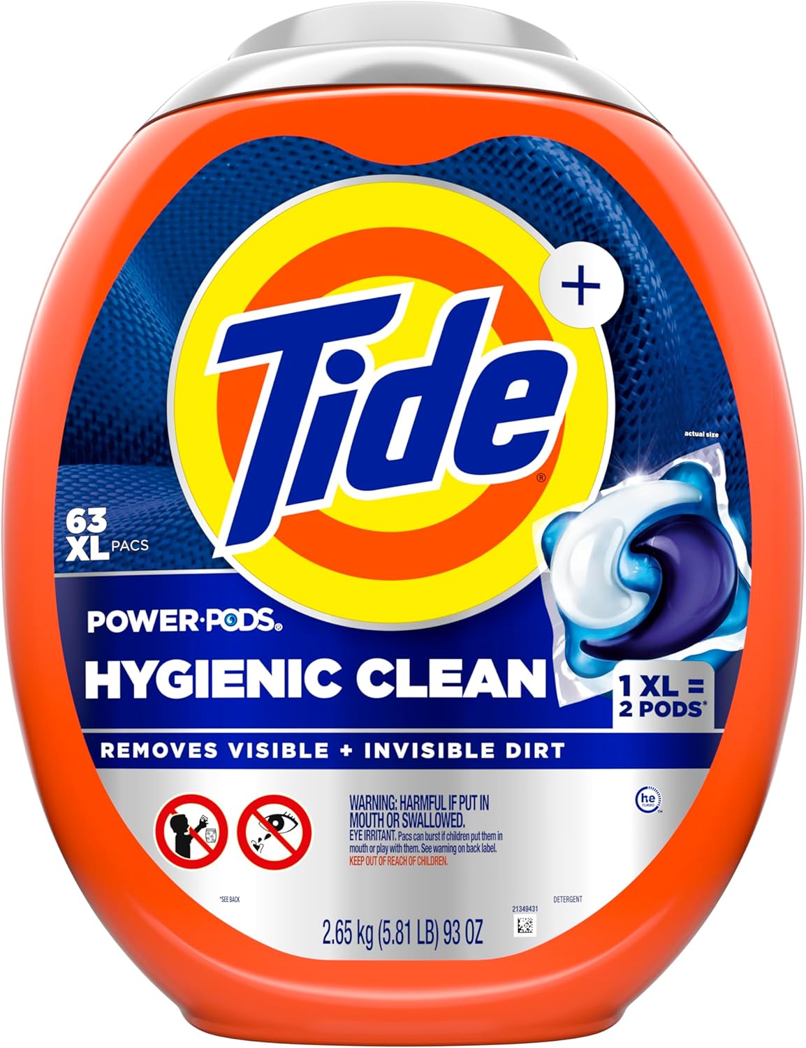 Tide Hygienic Clean Power PODS Laundry Detergent Pacs – Calming Post-Workout Refresh for Gym Bag Cleaning Station, Original Scent