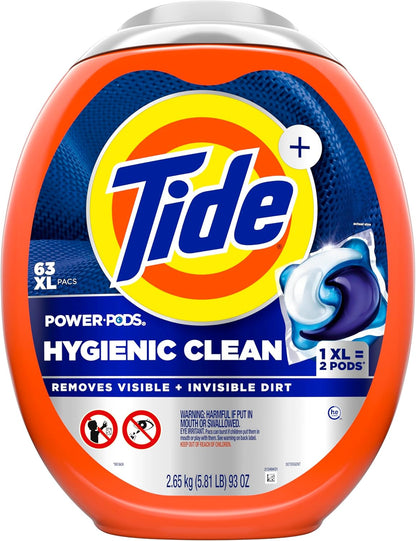 Tide Hygienic Clean Power PODS Laundry Detergent Pacs – Calming Post-Workout Refresh for Gym Bag Cleaning Station, Original Scent