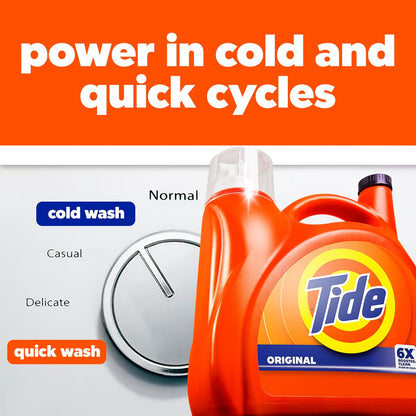Tide Liquid Laundry Detergent Original Scent 126 Loads – Concentrated Cold-Water Laundry Soap for Energy-Efficient Households, 158 fl oz