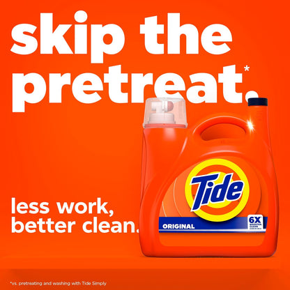 Tide Liquid Laundry Detergent Original Scent 126 Loads – Concentrated Cold-Water Laundry Soap for Energy-Efficient Households, 158 fl oz