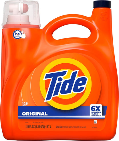 Tide Liquid Laundry Detergent Original Scent 126 Loads – Concentrated Cold-Water Laundry Soap for Energy-Efficient Households, 158 fl oz