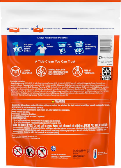 Tide Odor Defense + Oxi Laundry Detergent Pacs for Uncluttered Laundry Spaces, One Pac Replaces Two Pods