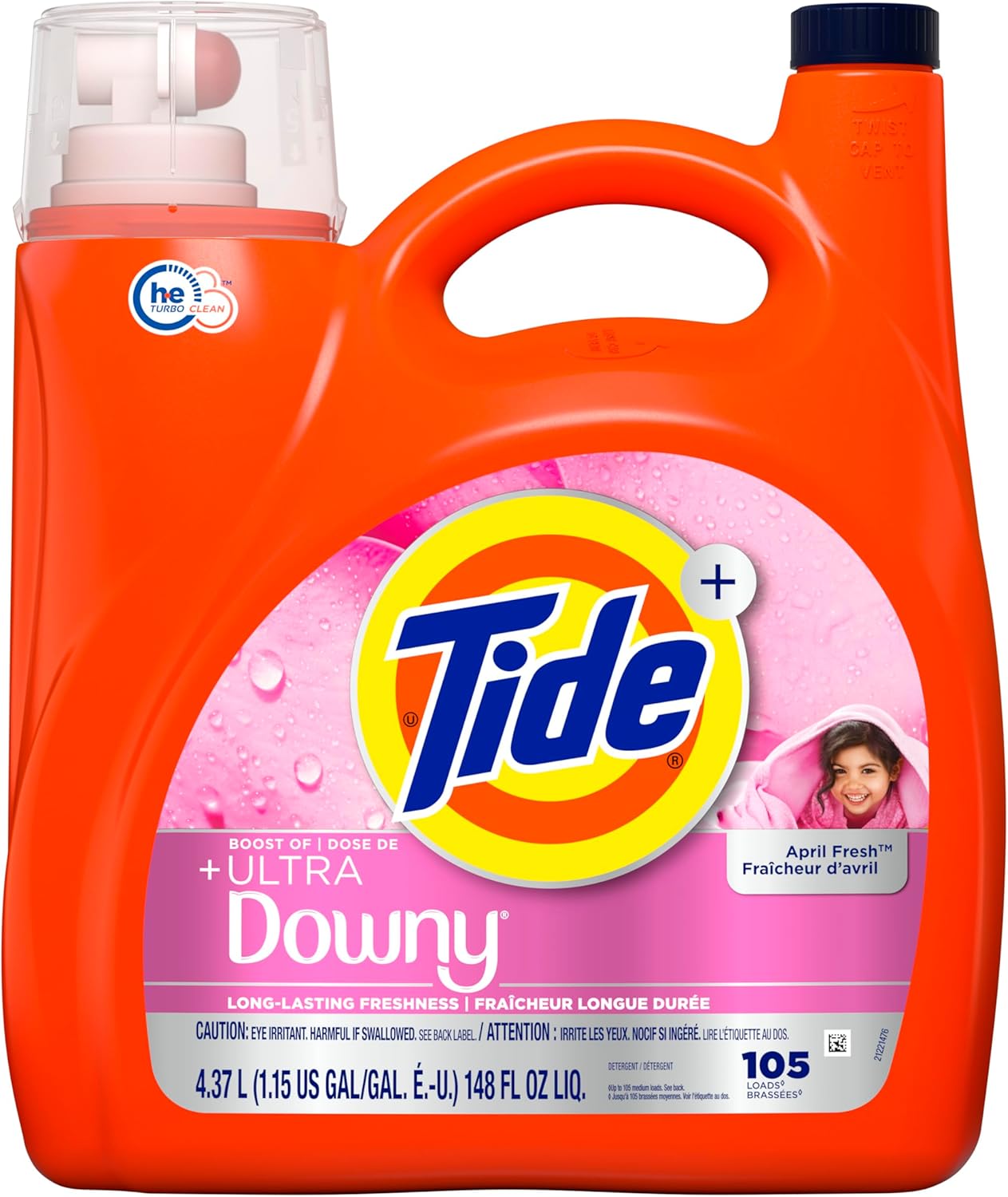 Tide Plus Downy April Fresh Liquid Detergent – April Fresh Scented 105-Load Wash for Bedtime and Bath Towel Refresh