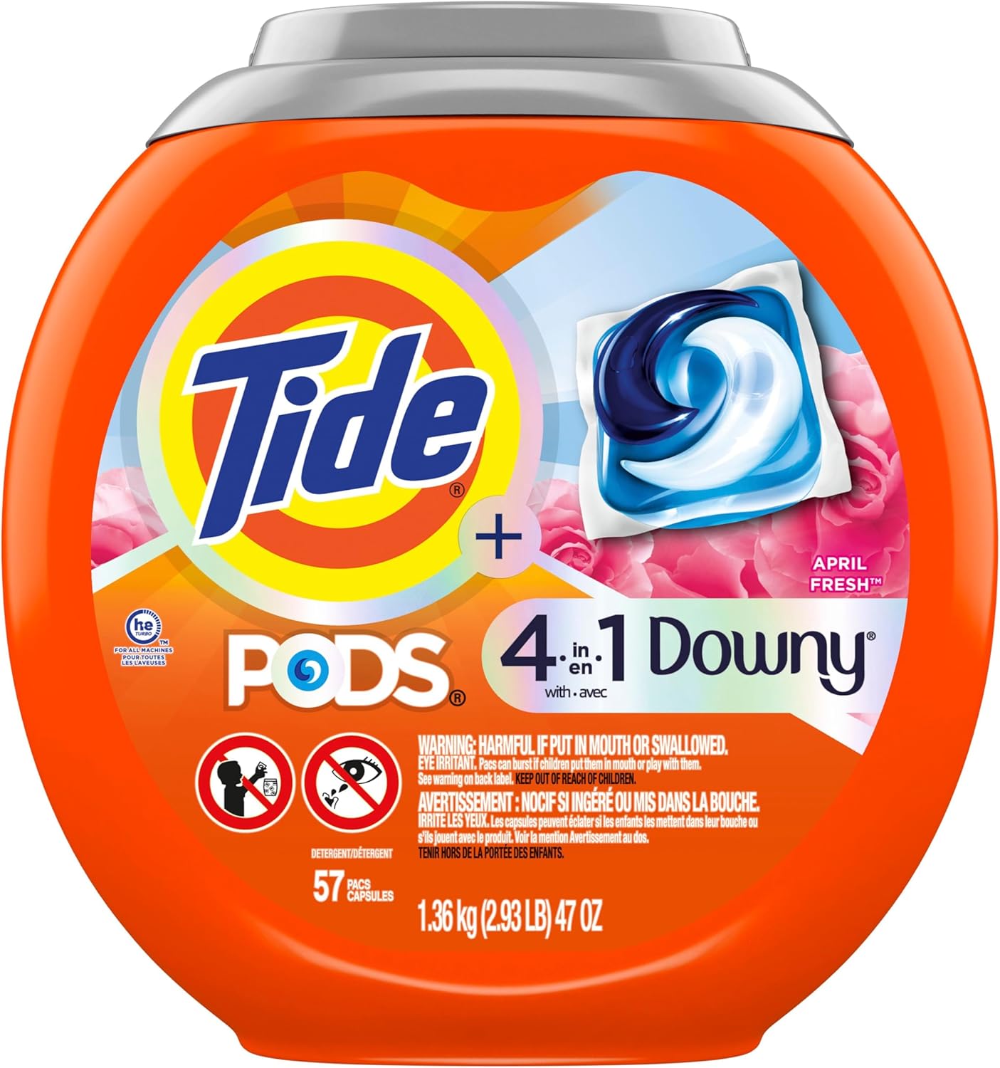 Tide PODS Downy 4-in-1 Laundry Detergent Pods for Fresh-Smelling Bedroom Linen Closets, 57 Count
