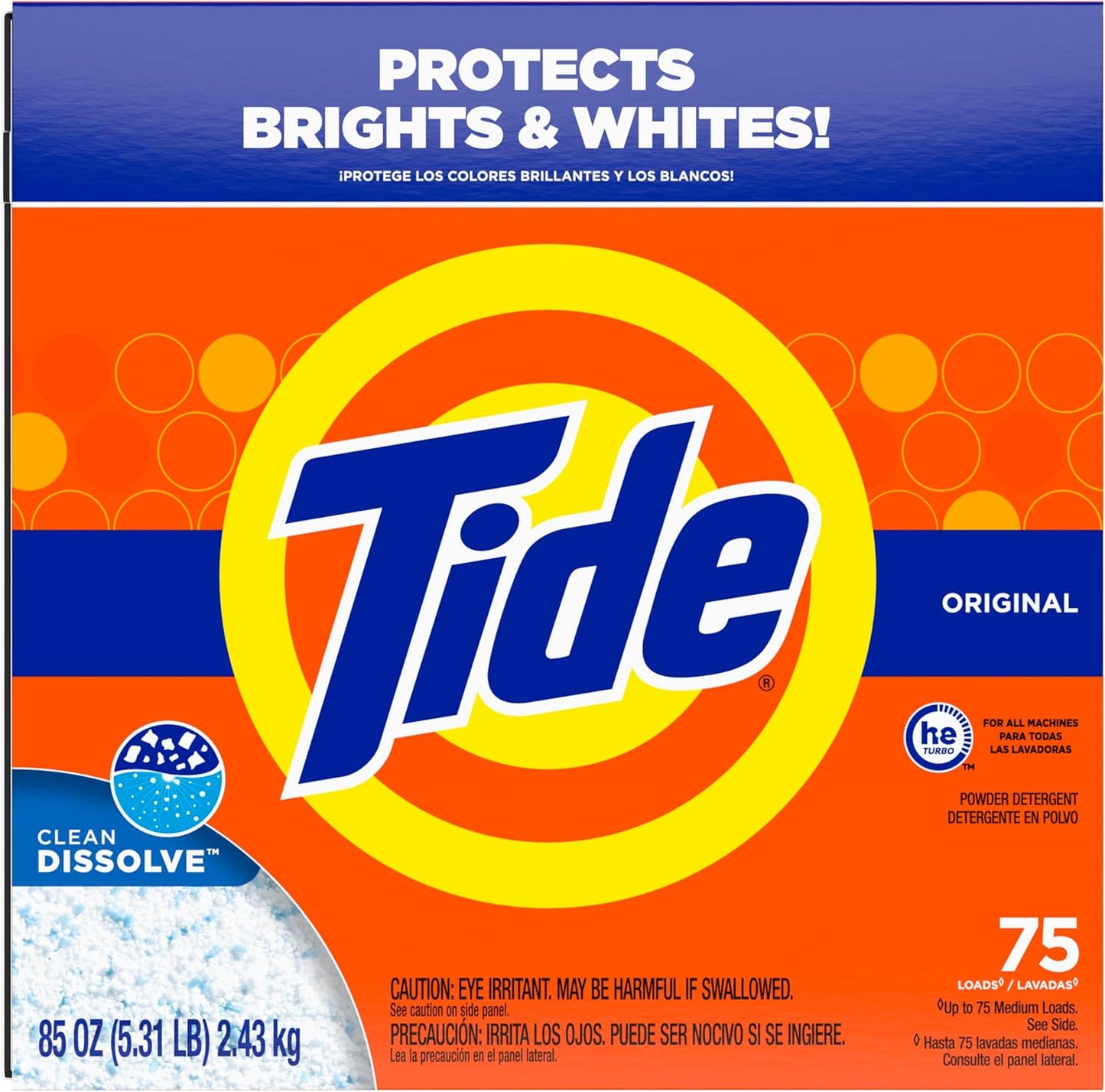 Tide Powder Laundry Detergent, Original Scent – Tough Stain Remover for Nursery Laundry and School Uniforms, 85 oz
