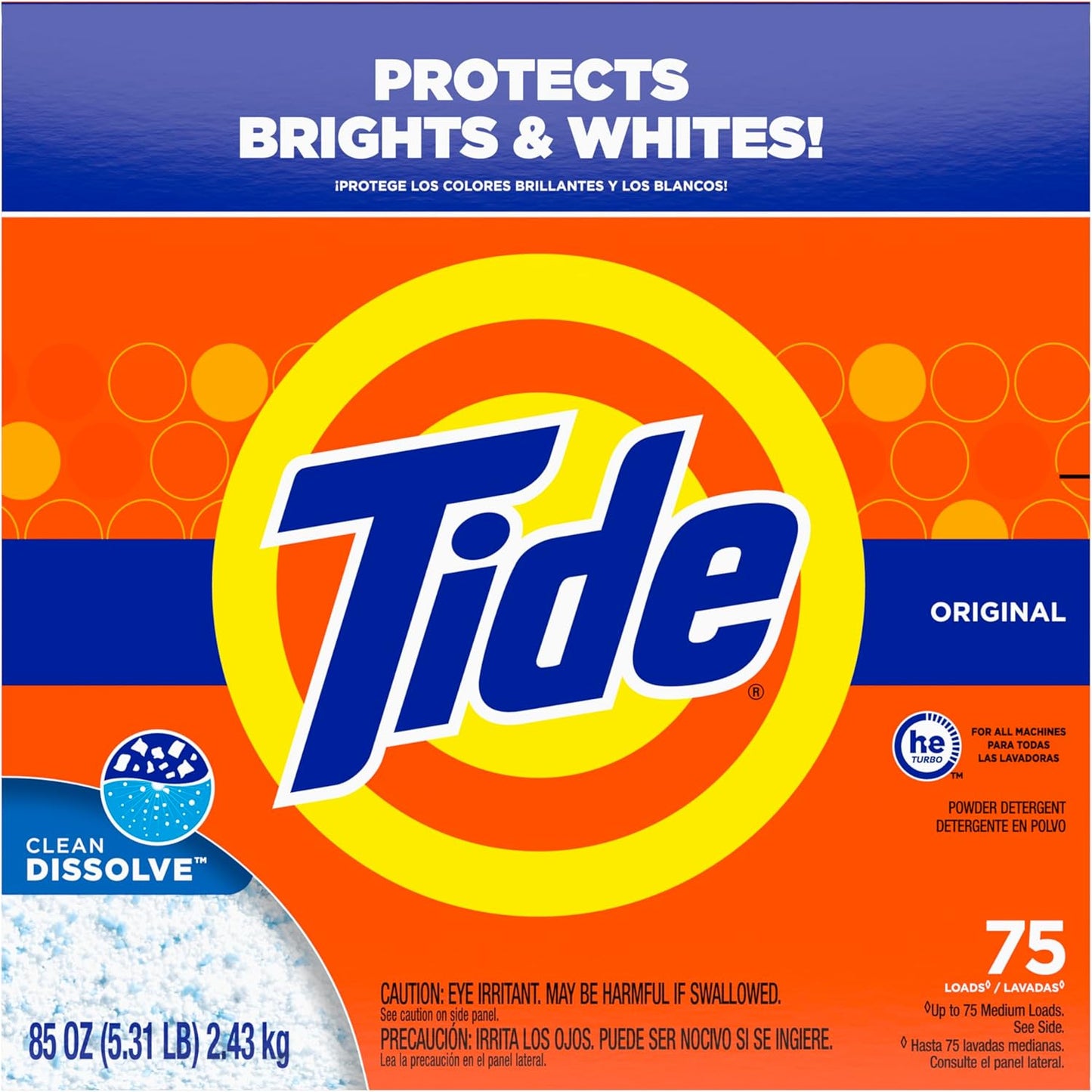 Tide Powder Laundry Detergent, Original Scent – Tough Stain Remover for Nursery Laundry and School Uniforms, 85 oz