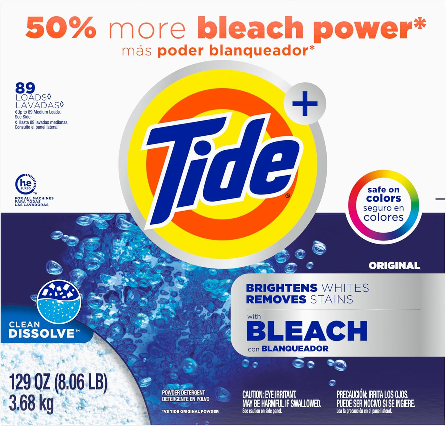 Tide Powder Laundry Detergent with Bleach, Original Scent, 89 Loads - High-Value Bulk Laundry for Busy Households