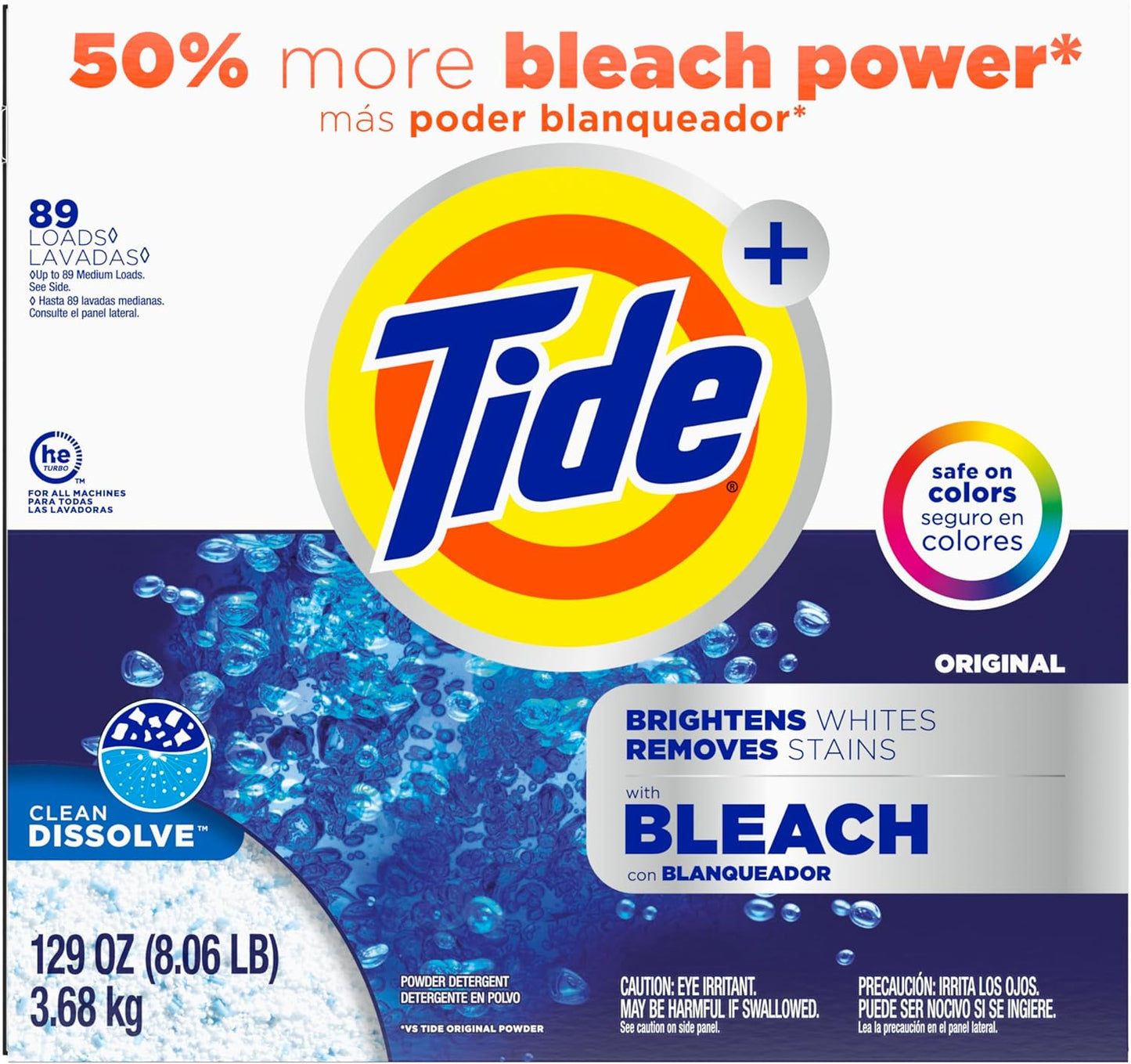 Tide Powder Laundry Detergent with Bleach, Original Scent, 89 Loads - High-Value Bulk Laundry for Busy Households