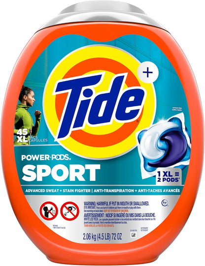 Tide Power Pods Sport Laundry Detergent Pacs – Odor-Fighting Laundry for Post-Workout Refresh and Recovery Routine