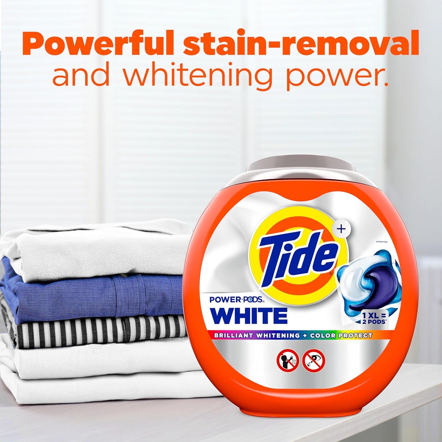 Tide Power PODS White Laundry Detergent – Streamlined Apartment Closet Upgrade, No-Mess Whitening